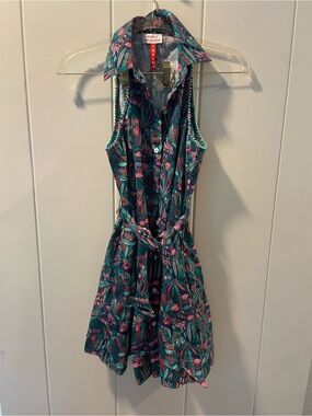 Never Fully Yours Teal Floral Sleeveless Shirt Dress